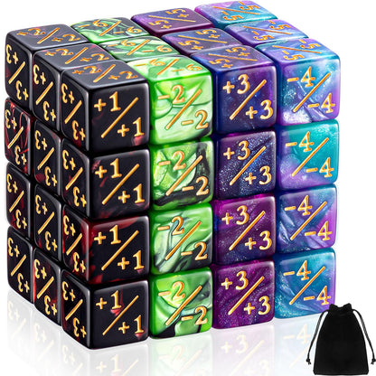 Sumind MTG Dice Counters Token Dice Glitter D6 Dice Cube Loyalty Counter Dice Compatible with MTG, CCG, Card Gaming Accessory (Fresh Style, 24)